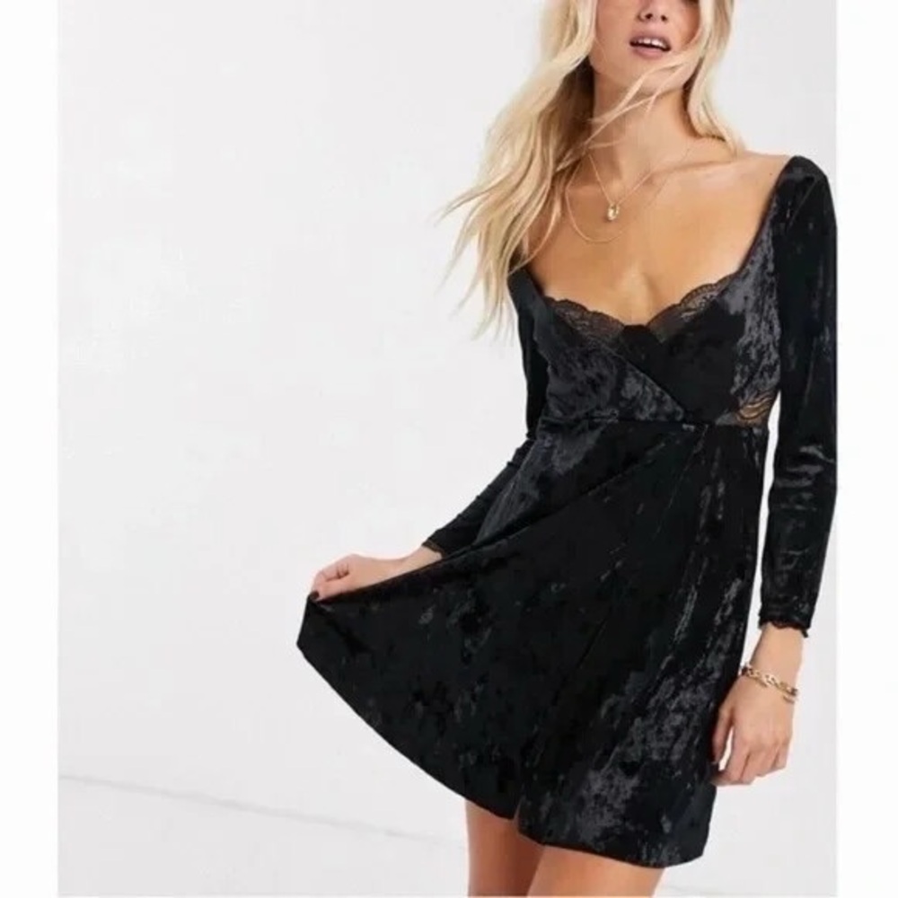 Free People Kat Velvet Mini Dress Sz L